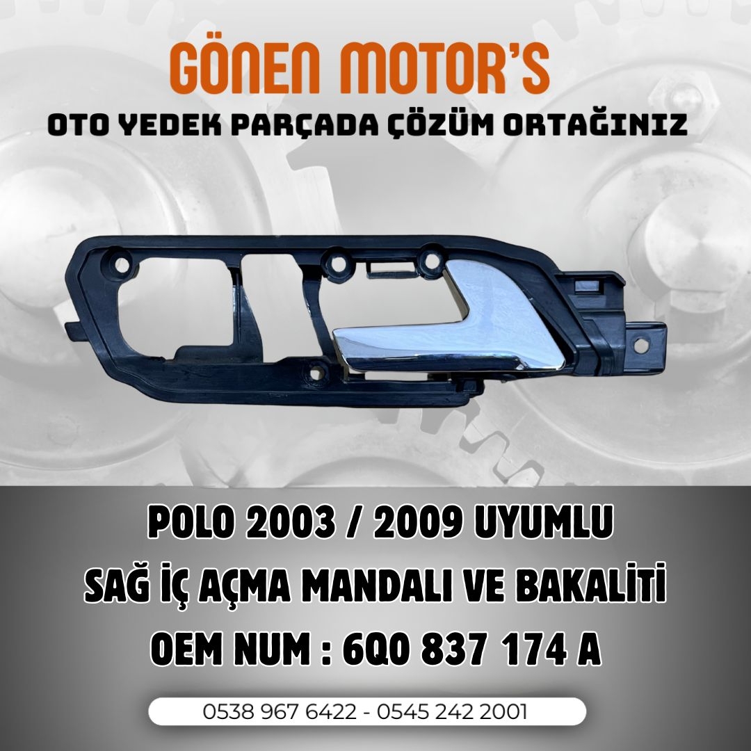 169 - 6Q0 837 174 – Polo İç Kapı Kilit Teli / Kapı Açma Teli | Volkswagen Polo 2002–2009 Uyumlu